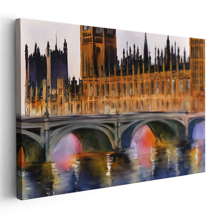 Colorful Water Ripples Dance: A Vibrant Impressionist Watercolor Canvas Art