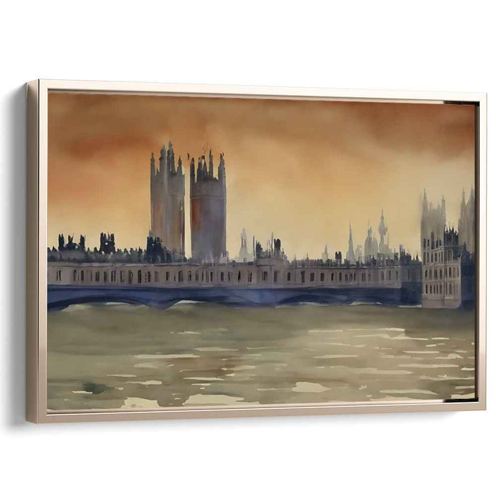 Pastel Waterway Serenade: Impressionist-Inspired Watercolor River Scene