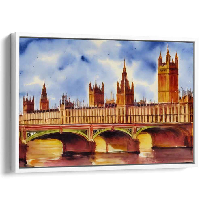 Twilight Palace Splendor: The Palace of Westminster at Dusk Canvas Art Print