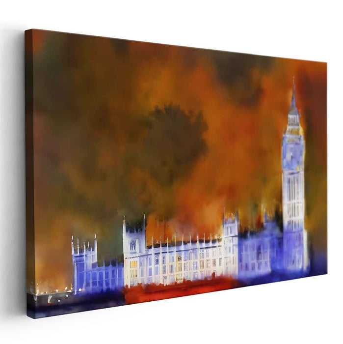 Harmonious Waterside Duet: A Watercolor Symphony of Blue and Orange