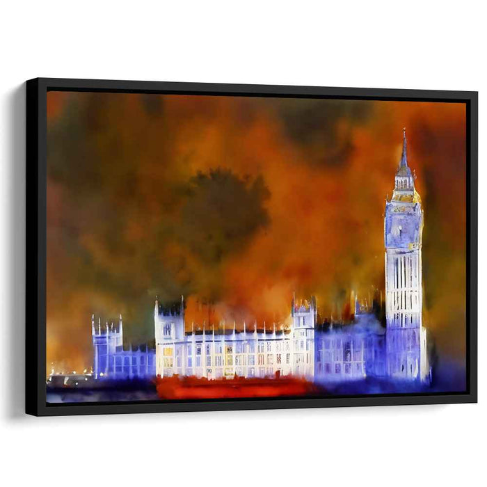 Harmonious Waterside Duet: A Watercolor Symphony of Blue and Orange