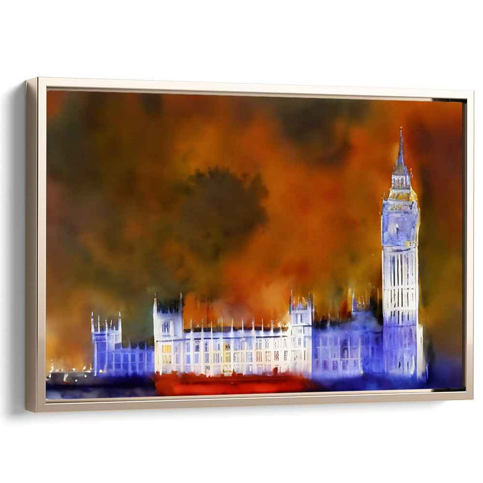 Harmonious Waterside Duet: A Watercolor Symphony of Blue and Orange