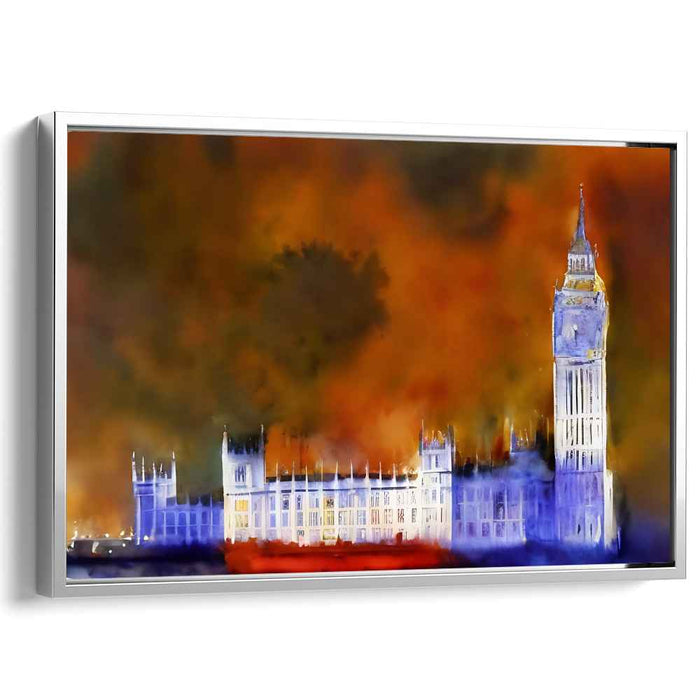 Harmonious Waterside Duet: A Watercolor Symphony of Blue and Orange