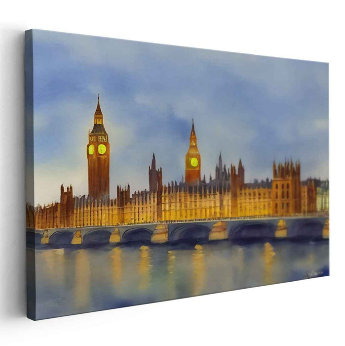 Gilded Clocktower Legacy: The Palace of Westminster and Big Ben Canvas Art Print