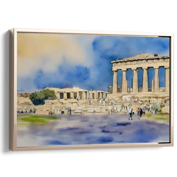 Epoch Elegance: Watercolor Depiction of Ancient Greek Temple