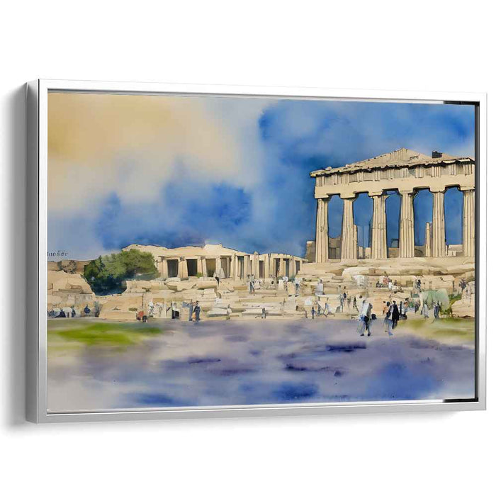 Epoch Elegance: Watercolor Depiction of Ancient Greek Temple