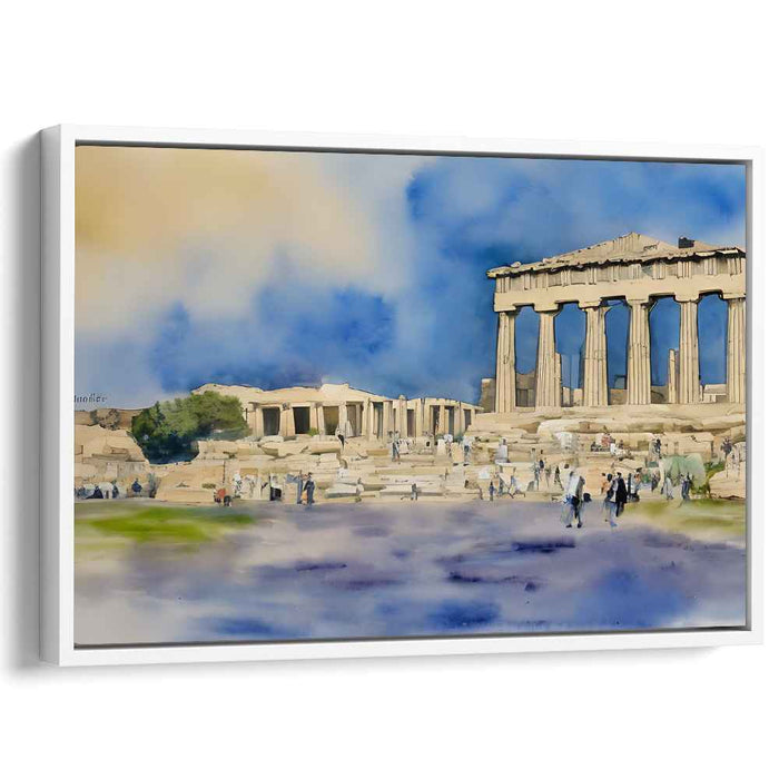 Epoch Elegance: Watercolor Depiction of Ancient Greek Temple