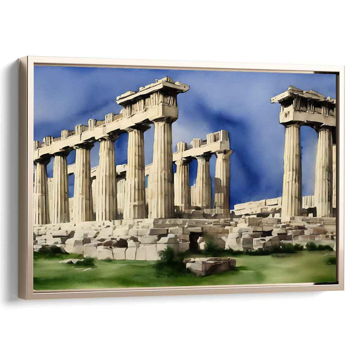 Echoes of Time in Color: Watercolor Print of the Ancient Parthenon Ruins