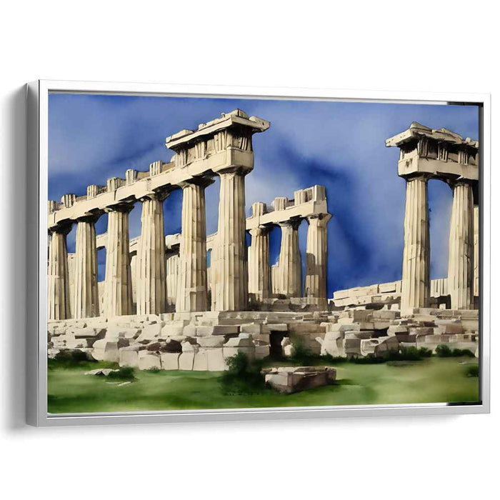 Echoes of Time in Color: Watercolor Print of the Ancient Parthenon Ruins