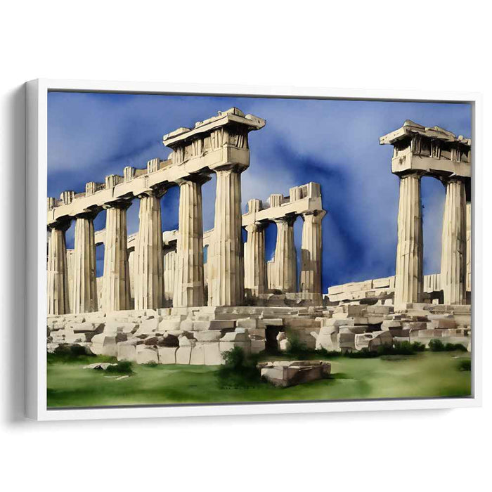 Echoes of Time in Color: Watercolor Print of the Ancient Parthenon Ruins