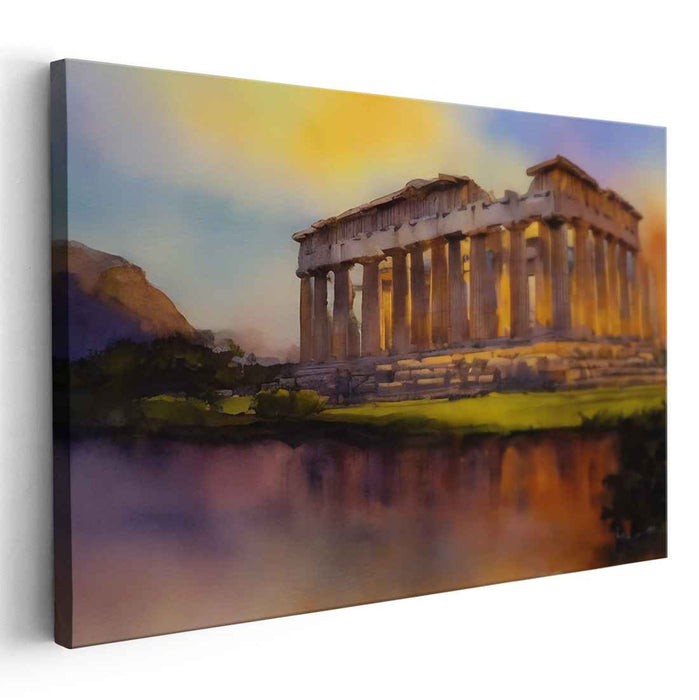 Whispers of Olympus Rise: A Watercolor Tribute to Ancient Greek Splendor