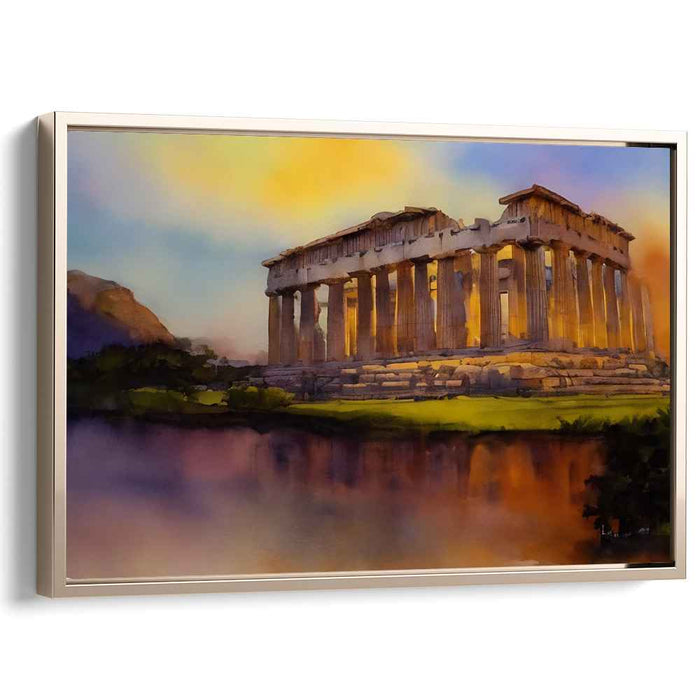 Whispers of Olympus Rise: A Watercolor Tribute to Ancient Greek Splendor