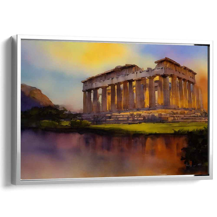 Whispers of Olympus Rise: A Watercolor Tribute to Ancient Greek Splendor