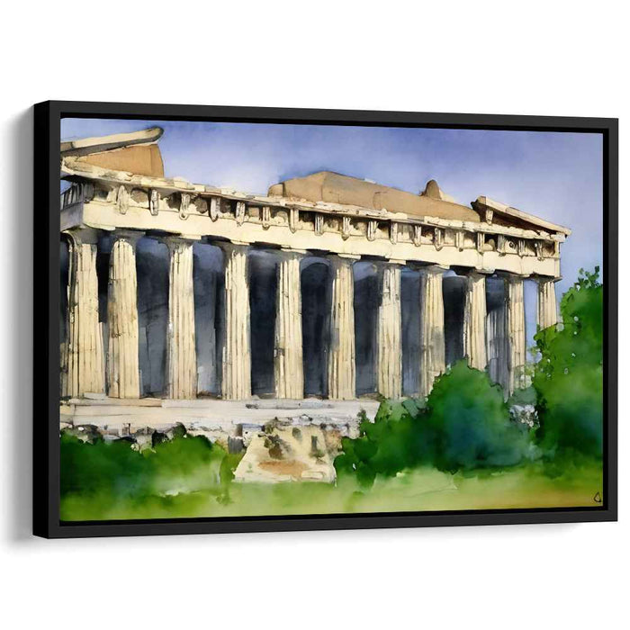Mystical Ruins Reflecting Watercolors: Watercolor of the Ancient Parthenon