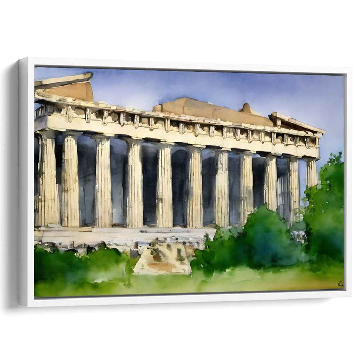 Mystical Ruins Reflecting Watercolors: Watercolor of the Ancient Parthenon