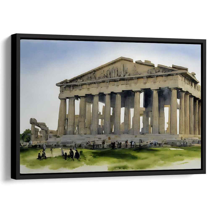 Temple Odyssey: Watercolor Depiction of Ancient Greek Temple