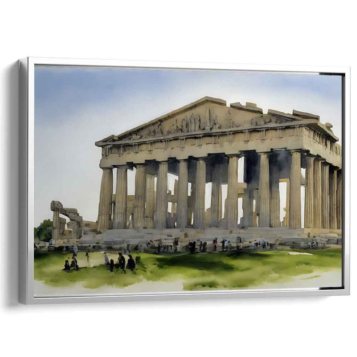 Temple Odyssey: Watercolor Depiction of Ancient Greek Temple