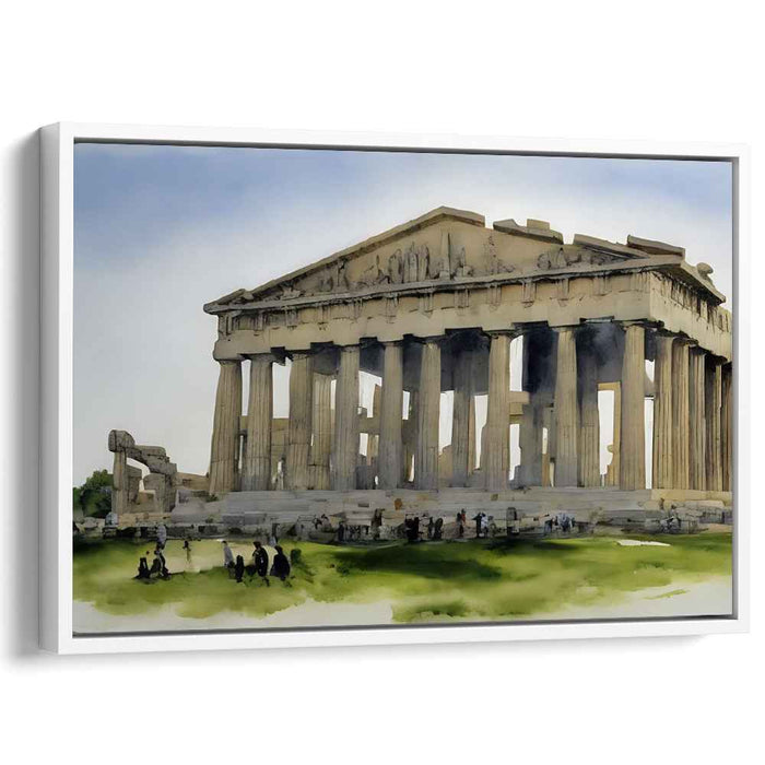 Temple Odyssey: Watercolor Depiction of Ancient Greek Temple