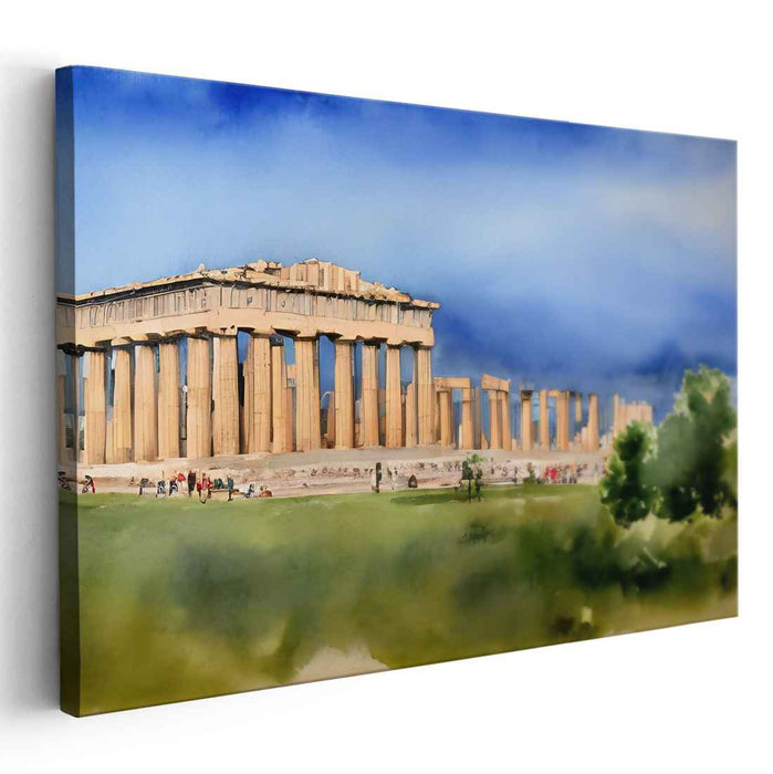 Aqua Architectural Dreams: The Parthenon in Lush Watercolor
