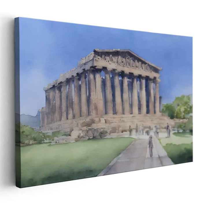 Aquatic Acropolis Mirage: The Parthenon in Watercolor