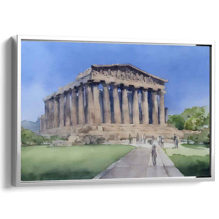 Aquatic Acropolis Mirage: The Parthenon in Watercolor
