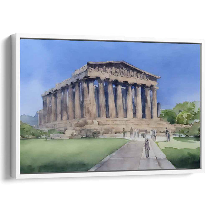 Aquatic Acropolis Mirage: The Parthenon in Watercolor