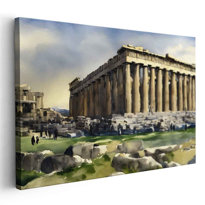 Eternal Echoes in Marble Sanctuary: Timeless Beauty of Ancient Greece Canvas Art Print
