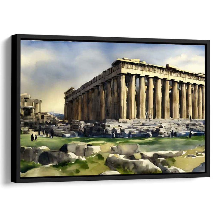 Eternal Echoes in Marble Sanctuary: Timeless Beauty of Ancient Greece Canvas Art Print