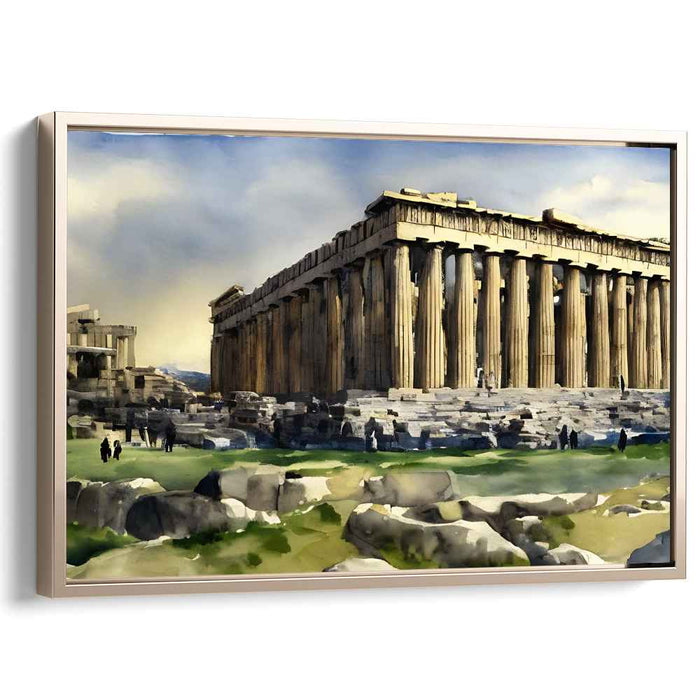 Eternal Echoes in Marble Sanctuary: Timeless Beauty of Ancient Greece Canvas Art Print