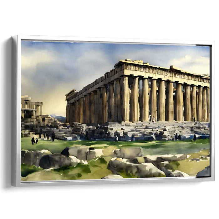 Eternal Echoes in Marble Sanctuary: Timeless Beauty of Ancient Greece Canvas Art Print