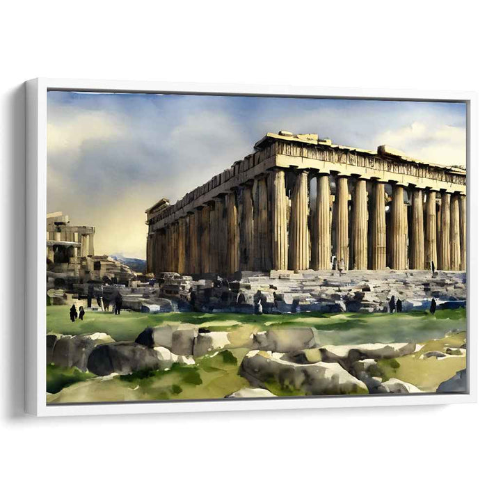 Eternal Echoes in Marble Sanctuary: Timeless Beauty of Ancient Greece Canvas Art Print