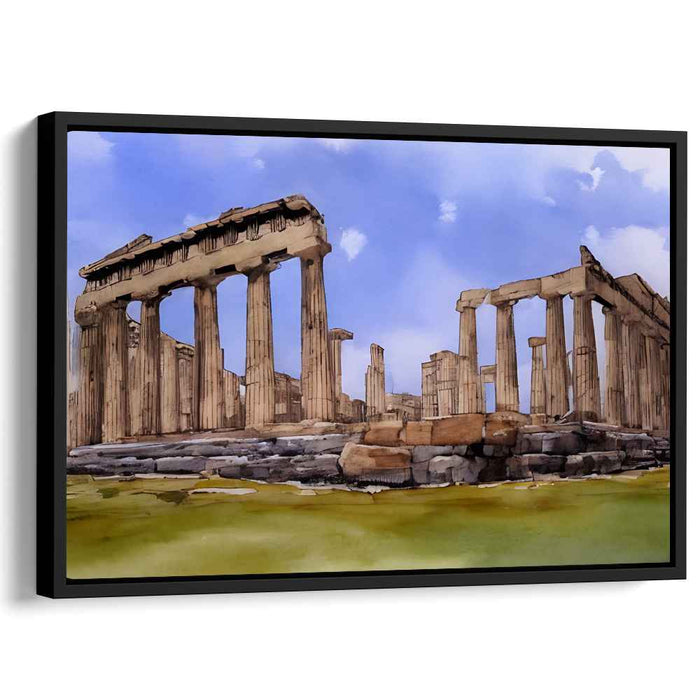 Faded Echoes of Empire: Classical Ruins in Watercolor