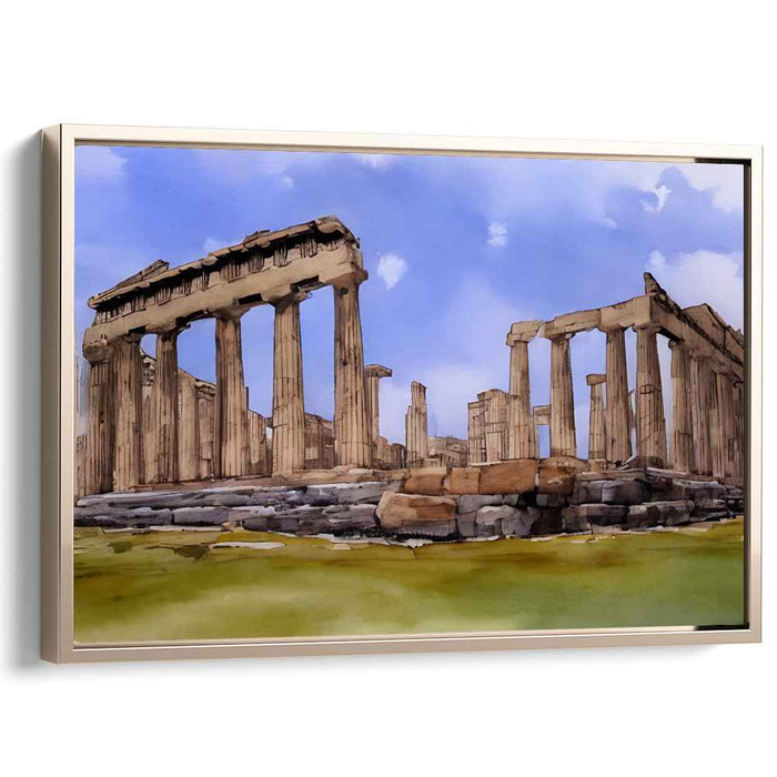 Faded Echoes of Empire: Classical Ruins in Watercolor