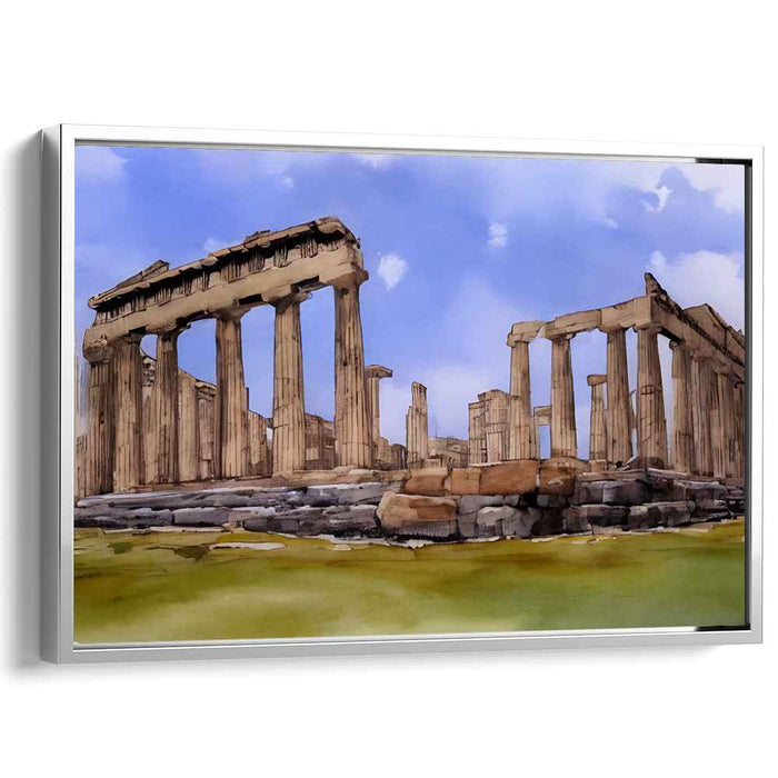 Faded Echoes of Empire: Classical Ruins in Watercolor