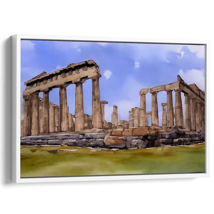 Faded Echoes of Empire: Classical Ruins in Watercolor