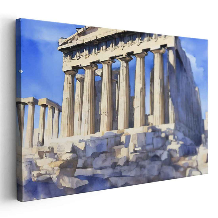 Echoes Of Ancient Purity: Watercolor Impression of The Parthenon