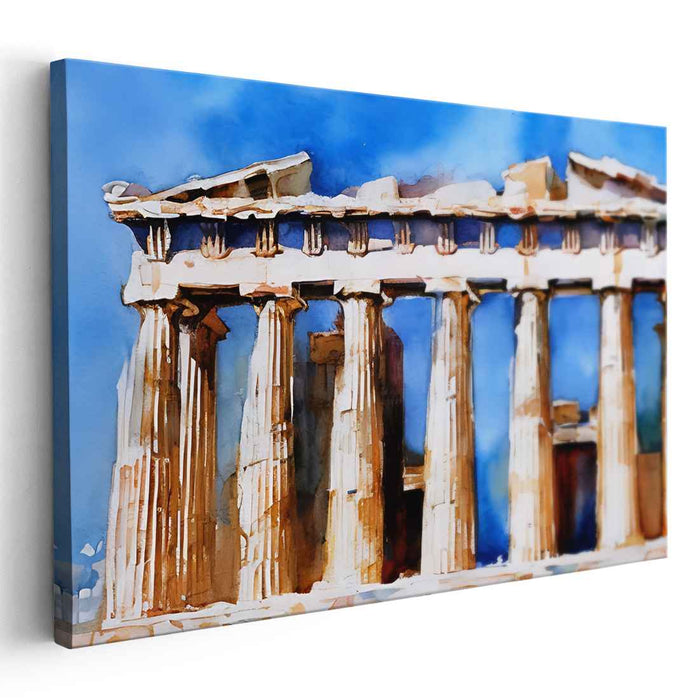 Athena's Pastel Vision: Watercolor Depiction of the Parthenon