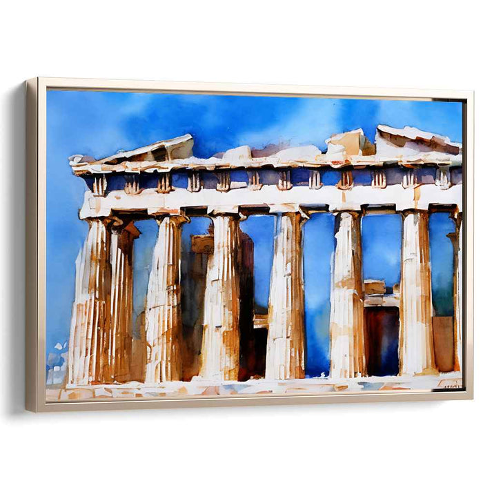 Athena's Pastel Vision: Watercolor Depiction of the Parthenon