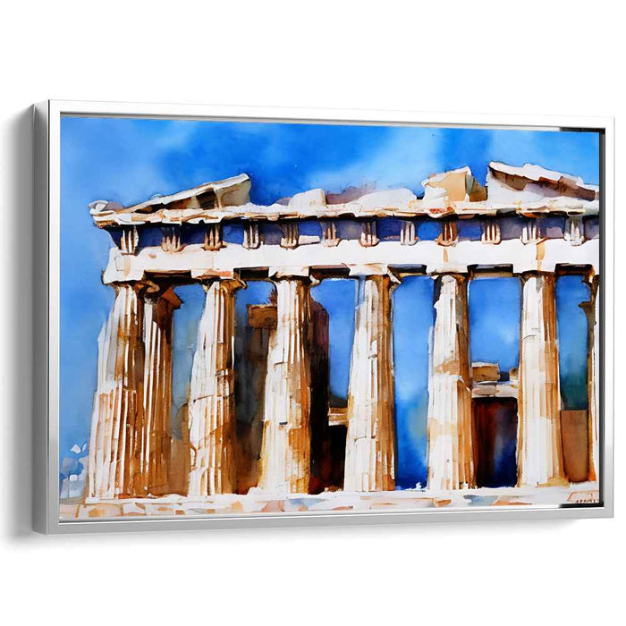 Athena's Pastel Vision: Watercolor Depiction of the Parthenon