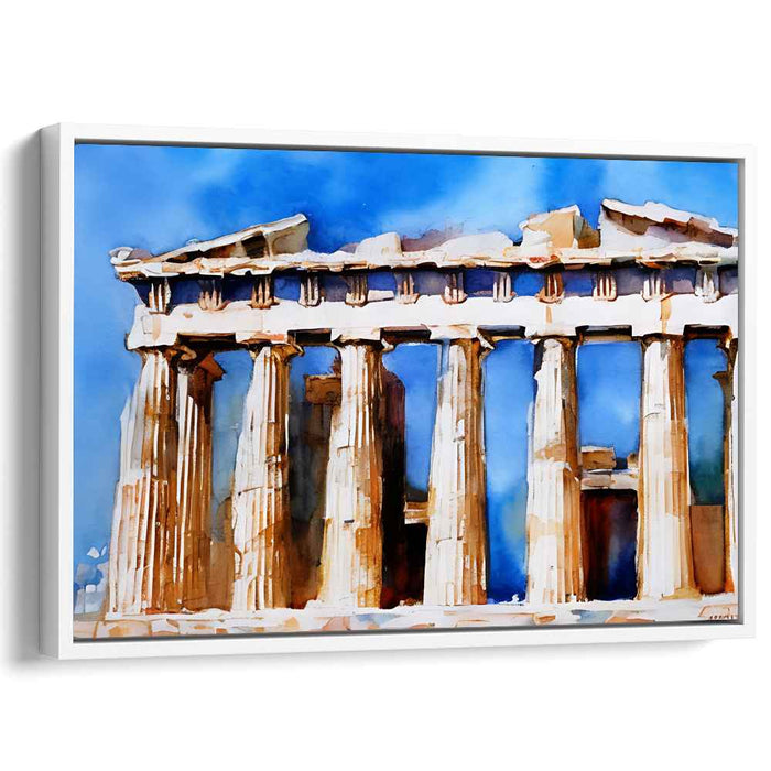 Athena's Pastel Vision: Watercolor Depiction of the Parthenon