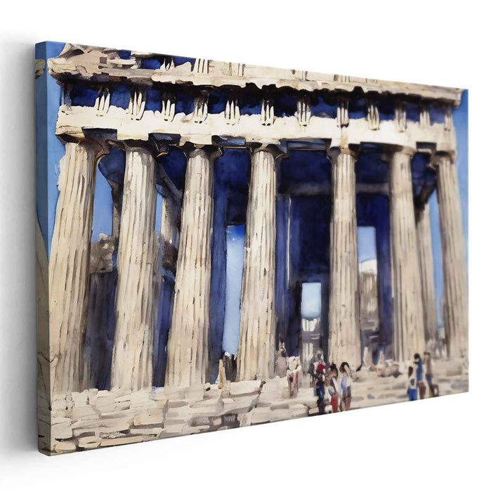 Majestic Columns of Olympus: Classical Greek Temple Under the Azure Sky