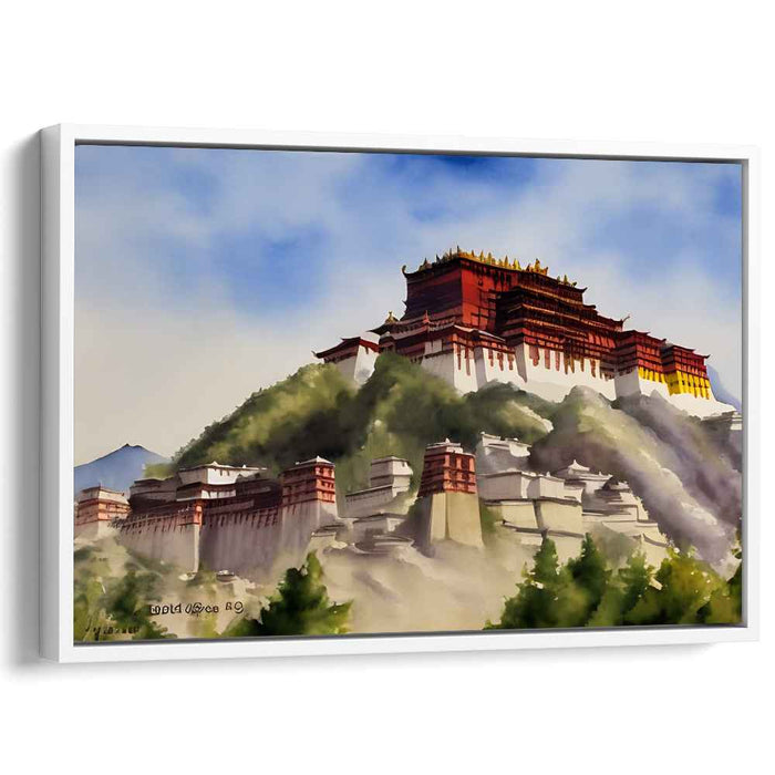 Looming Lhasa Majesty: Watercolor Masterpiece of the Potala Palace