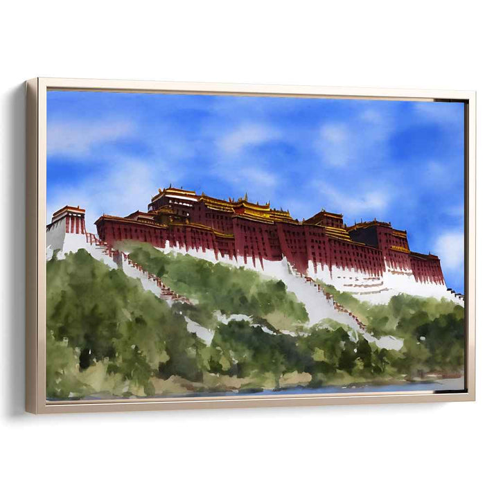 Ancient Majesty: Potala Palace in Lush Landscape Canvas Art