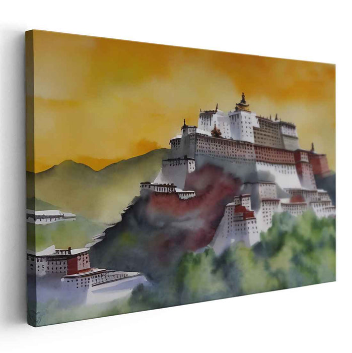 Ethereal Echoes Entwined: Sunrise Over Ancient Splendor Canvas Art Print