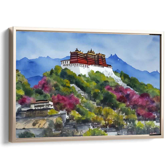 Palace Misty Reverie: Watercolor Landscape of Historic Palace