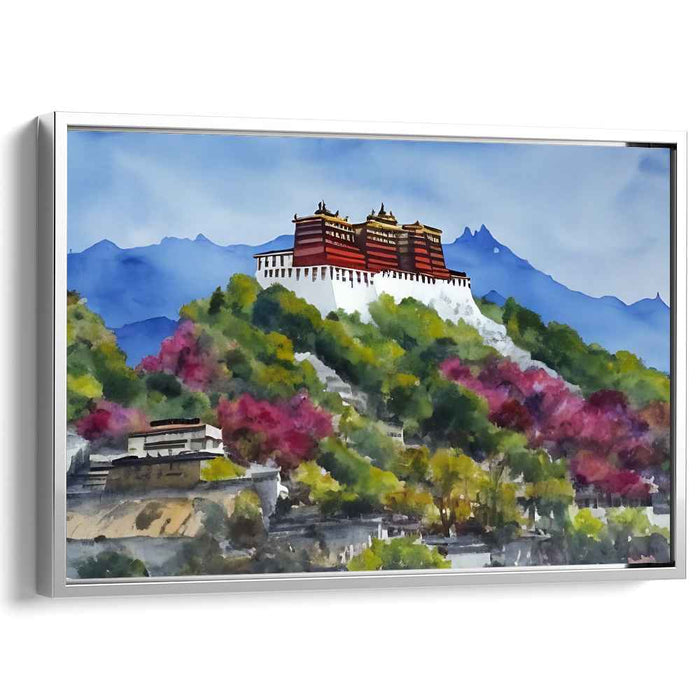 Palace Misty Reverie: Watercolor Landscape of Historic Palace