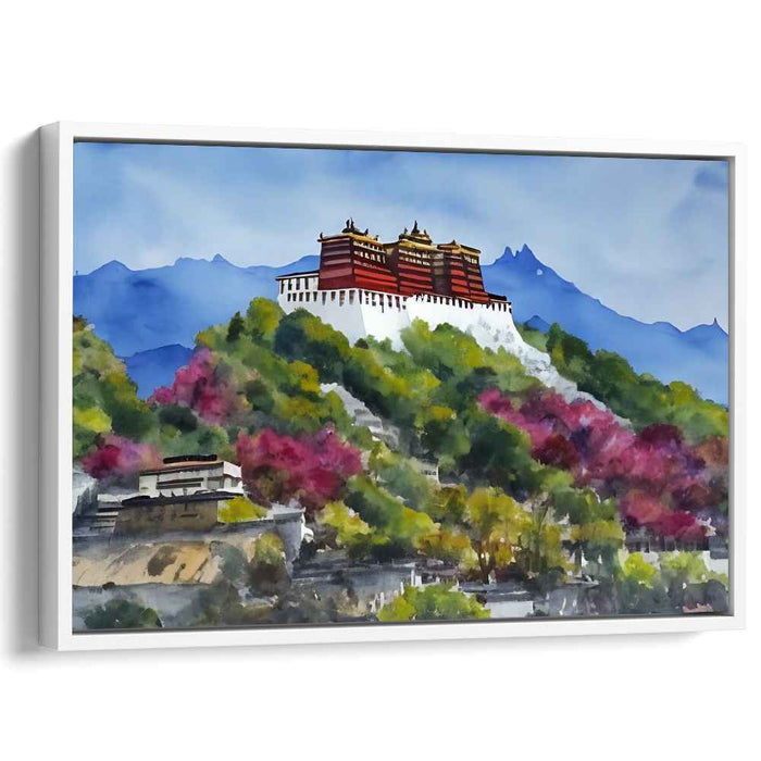 Palace Misty Reverie: Watercolor Landscape of Historic Palace