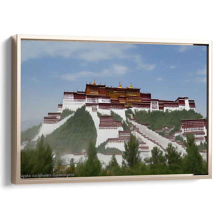 Ethereal Echoes Over Potala Palace: The Potala Palace in Lhasa Canvas Art Print