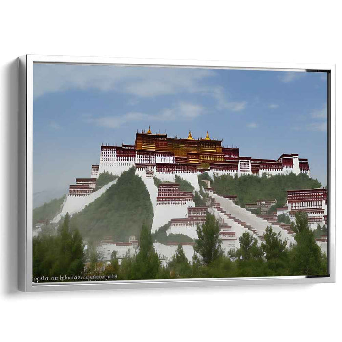 Ethereal Echoes Over Potala Palace: The Potala Palace in Lhasa Canvas Art Print