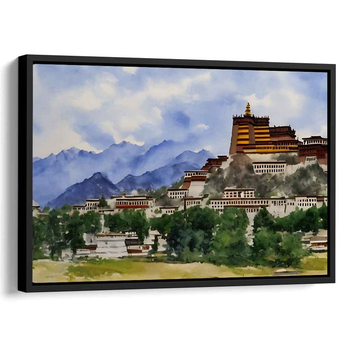 Serene Mountain Meadow Escape: Tranquil Hillside Retreat Canvas Art Print